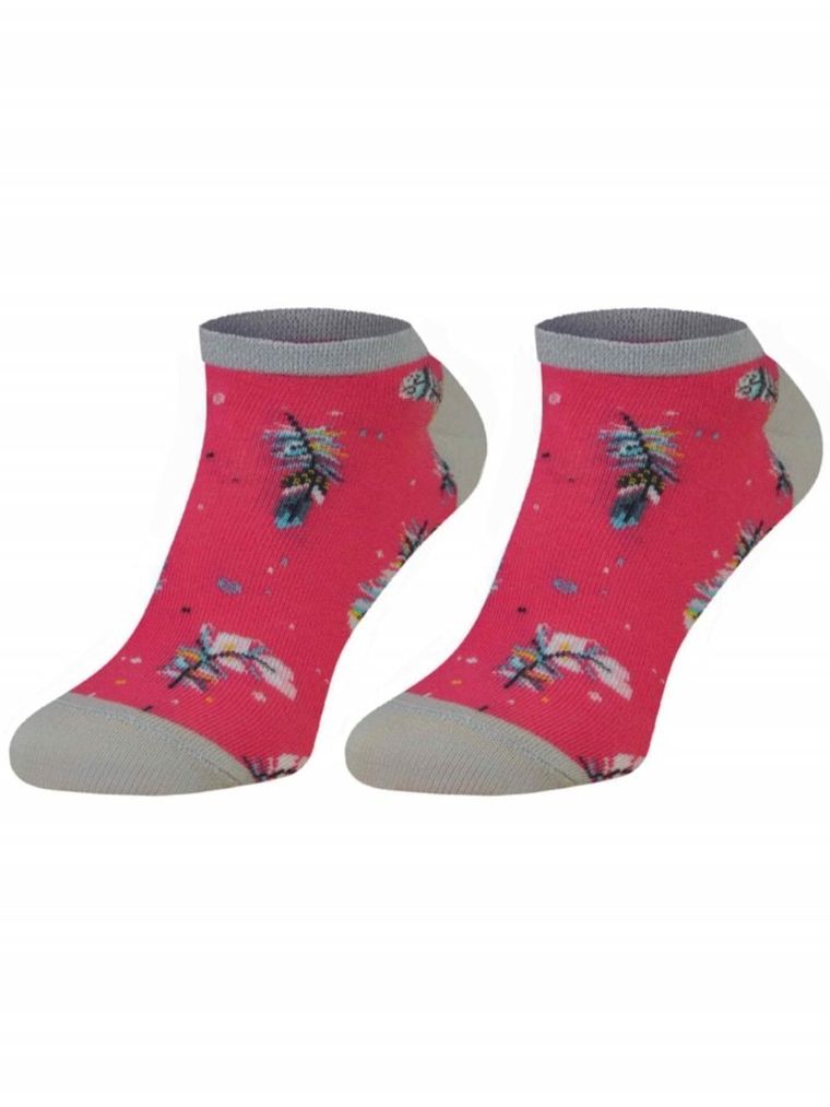 Skarpetki dziewczęce, stopki, różowo-szare, Milusie