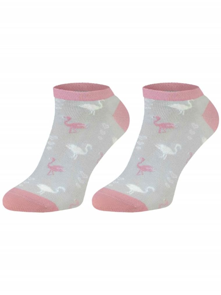 Skarpetki dziewczęce, stopki, szaro-różowe, Milusie