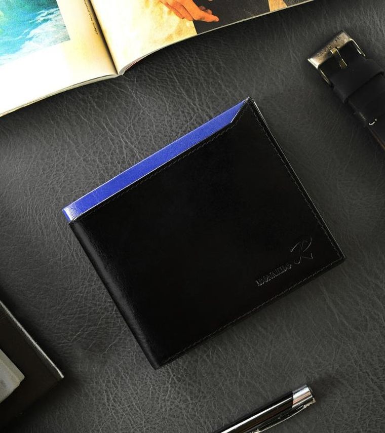 Składany, poziomy portfel męski z połyskującej skóry naturalnej, Ronaldo