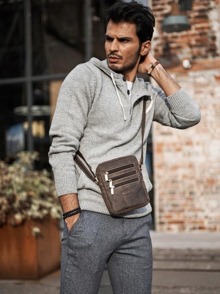 Skórzana listonoszka męska na ramię, Always Wild