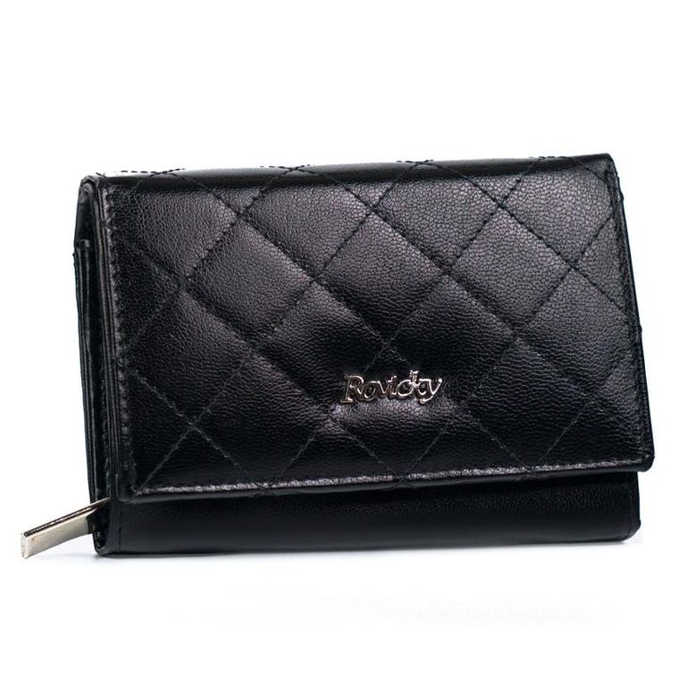 Skórzany portfel damski zamykany na zatrzask, Rovicky