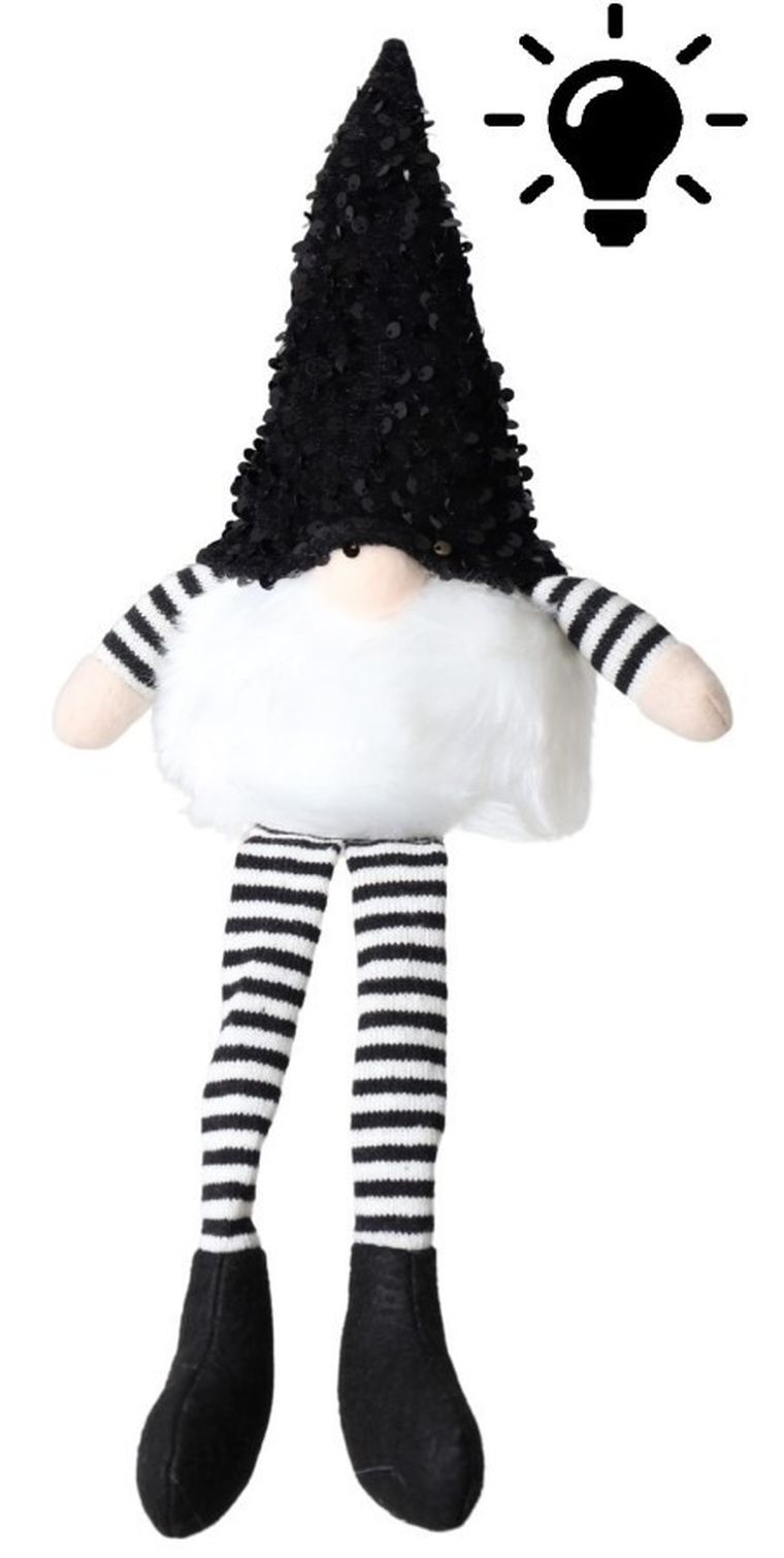 Skrzat materiałowy LED, siedzący, czarny, 20-15-25/45 cm