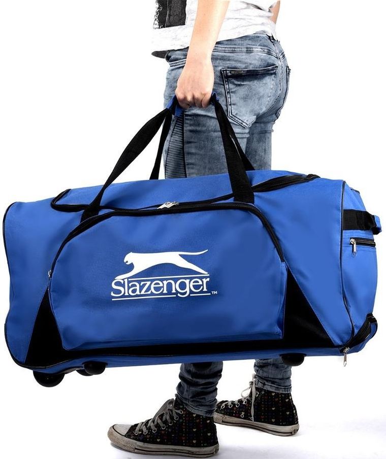 Slazenger, torba sportowa podróżna z kółkami, kolor niebieski
