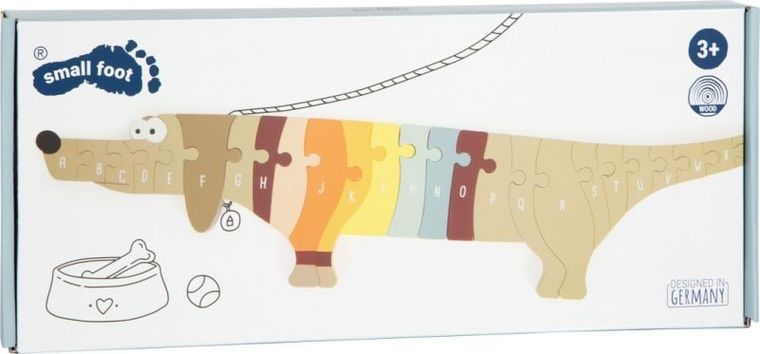 Small Foot, alfabet jamnik, drewniane puzzle edukacyjne, 26 elementów