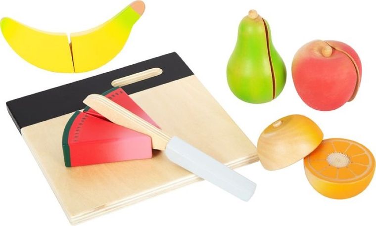 Small Foot, drewniane owoce do krojenia z deską kuchenną