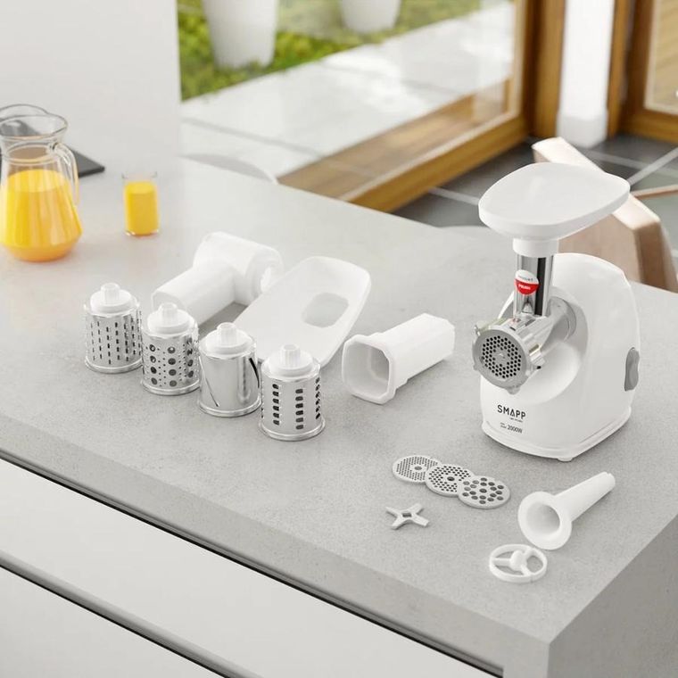 Smapp, maszynka do mielenia z szatkownicą, biała