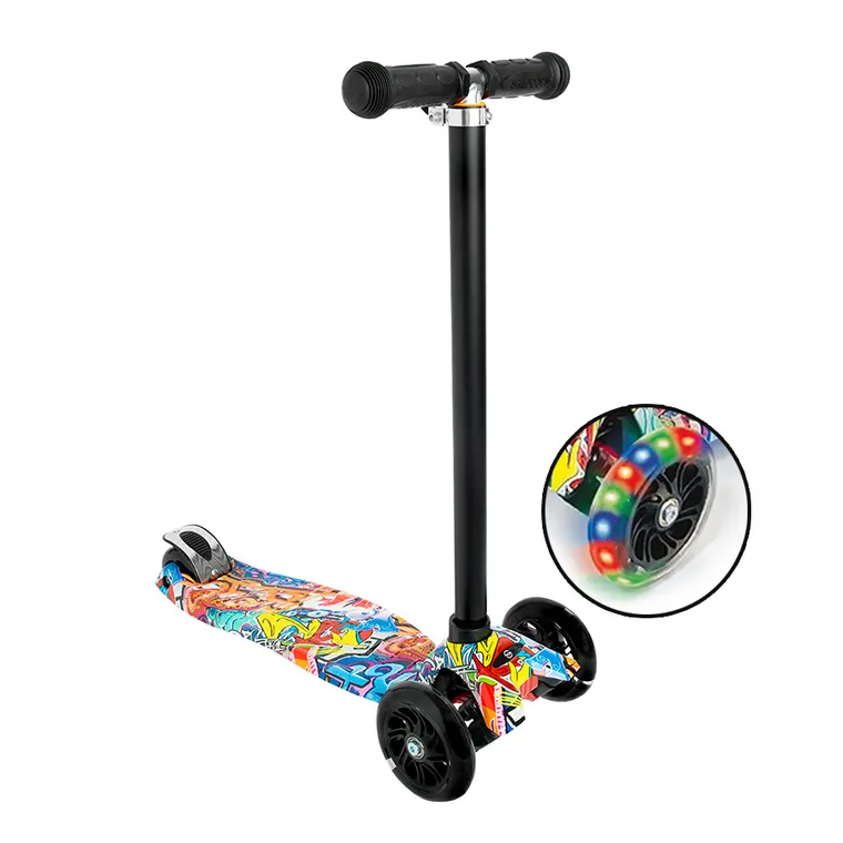 Smiki, 3-kołowa hulajnoga ze świecącymi kołami LED, graffiti