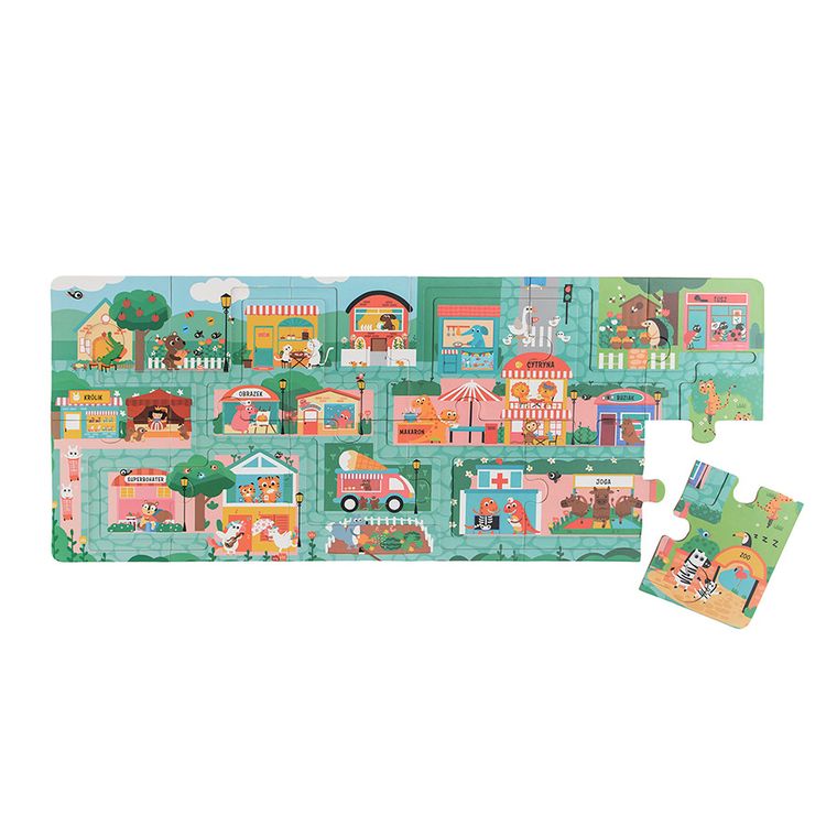 Smiki, ABC Miasta, puzzle z labiryntem, 20 obrazków, 12 elementów