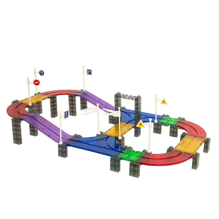 Smiki, Bloxnetic, tor samochodowy, klocki magnetyczne z elektrycznym samochodem, 137 elementów