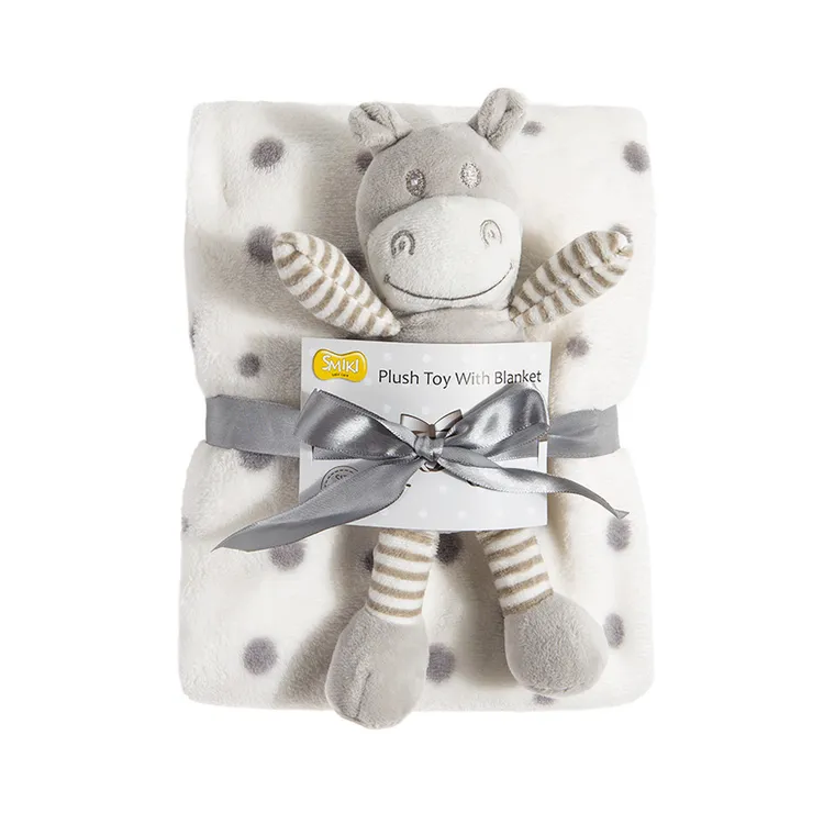 Smiki, Hipopotam, koc, biały, kropki, 70-90 cm