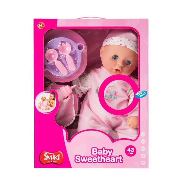 Smiki, interaktywna lalka bobas z akcesoriami, 43 cm