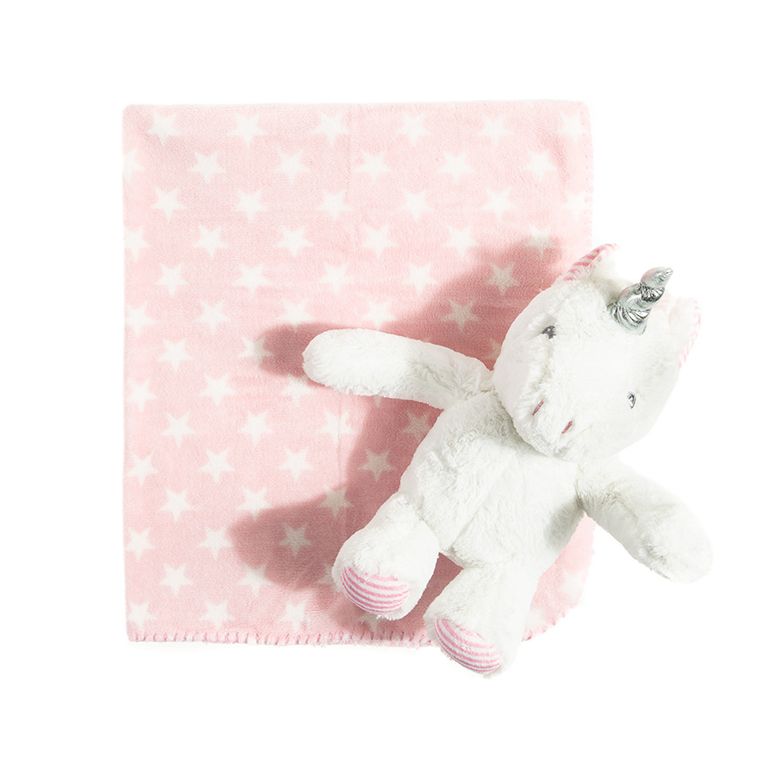 Smiki, Jednorożec, koc, różowy, gwiazdki, 75-90 cm