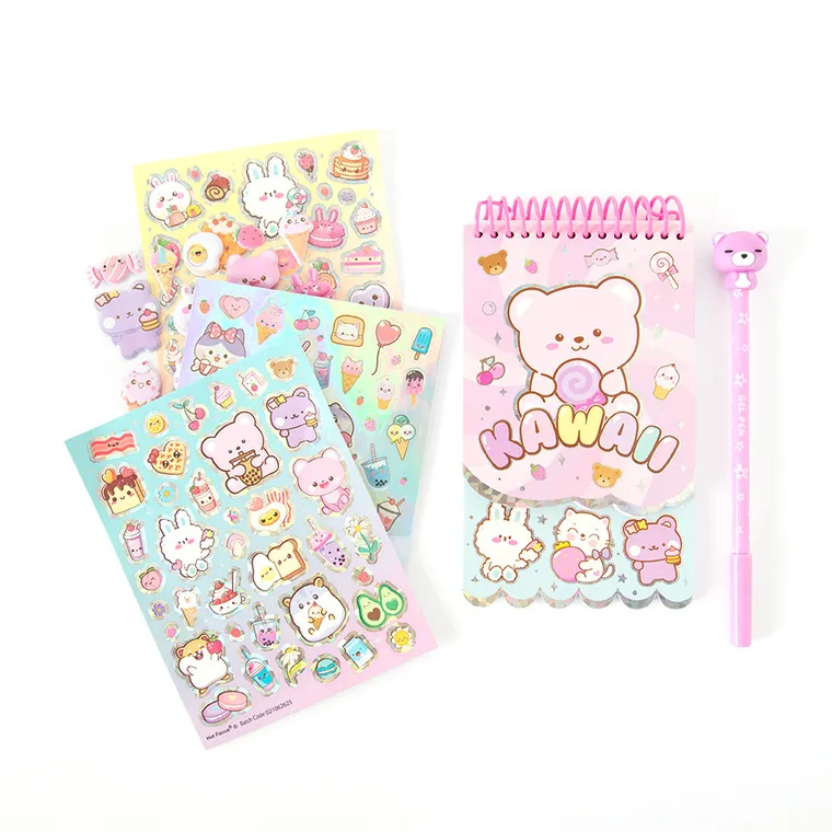 Smiki, Kawaii, zestaw z notesem i naklejkami