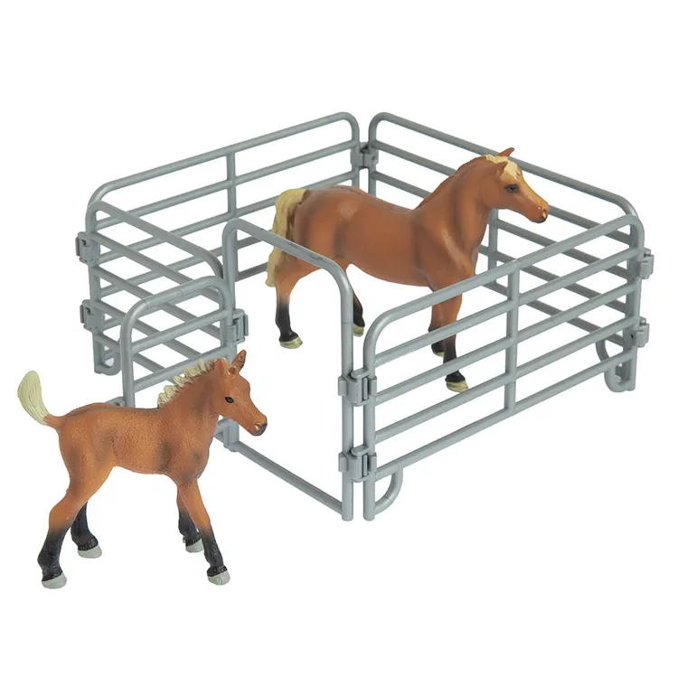 Smiki, Konie w zagrodzie, brązowe, zestaw figurek, 2 szt.