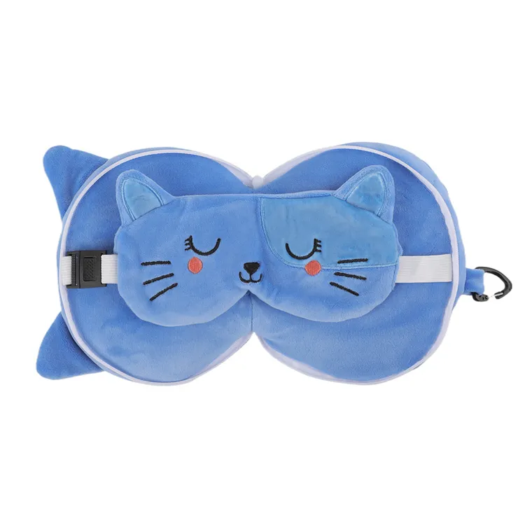 Smiki, Kot, zestaw akcesoriów, poduszka podróżna + opaska na oczy