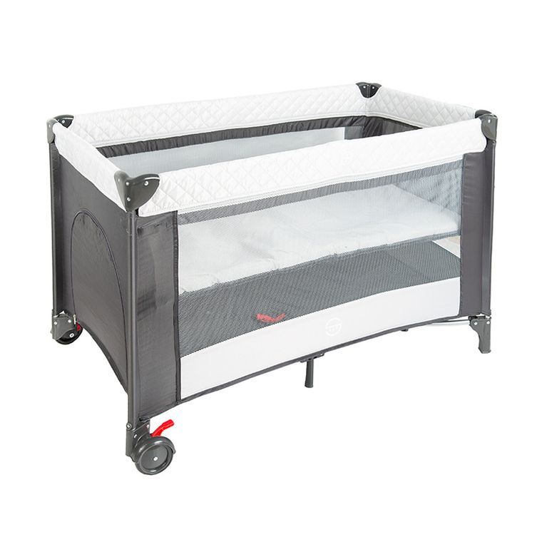 Smiki, łóżeczko turystyczne, dwupoziomowe, szare