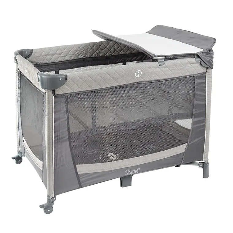 Smiki, łóżeczko turystyczne z przewijakiem, szare