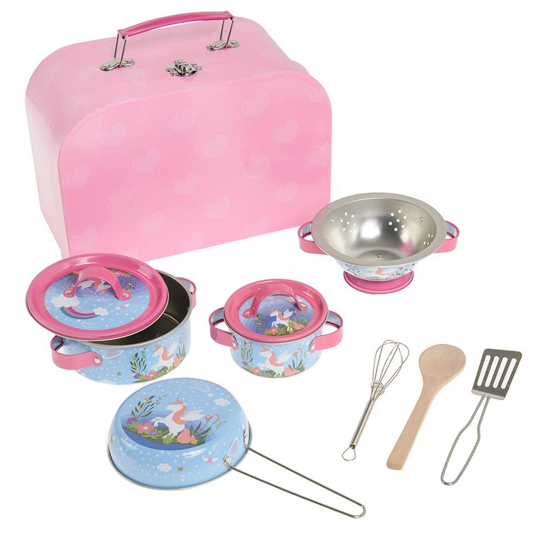 Smiki, metalowy zestaw kuchenny w kuferku, 9 elementów