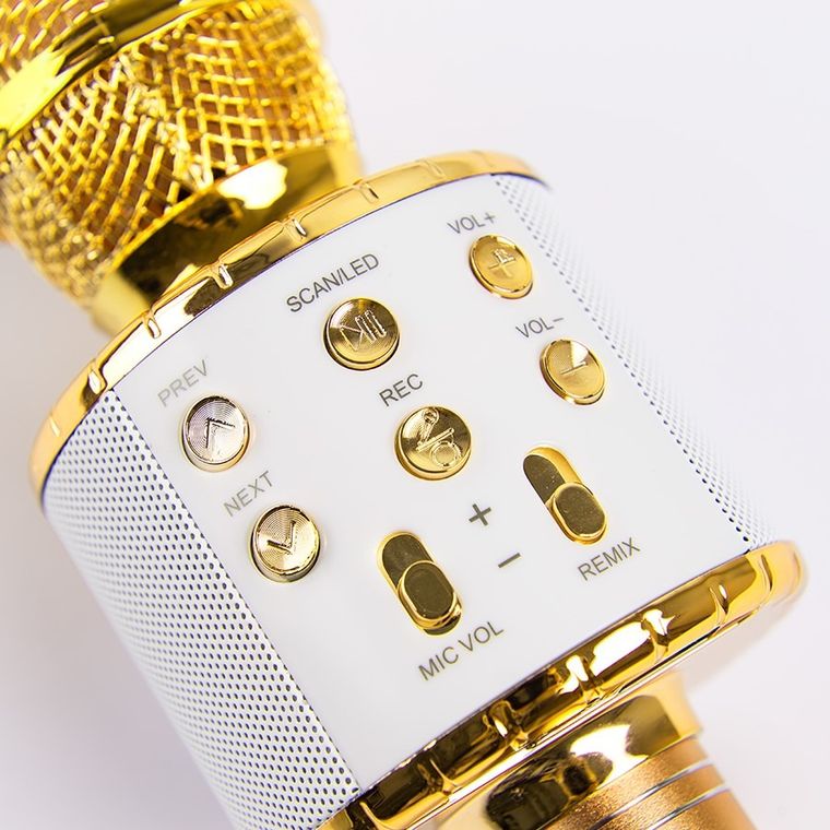 Smiki, mikrofon bluetooth z głośnikiem, złoty