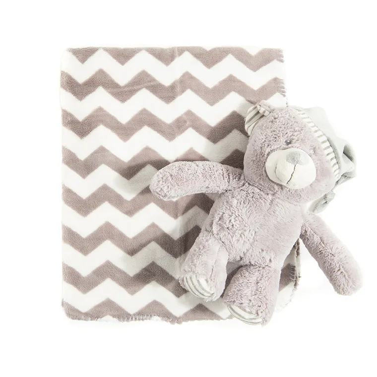 Smiki, Miś, koc, szary, zygzaki, 75-90 cm