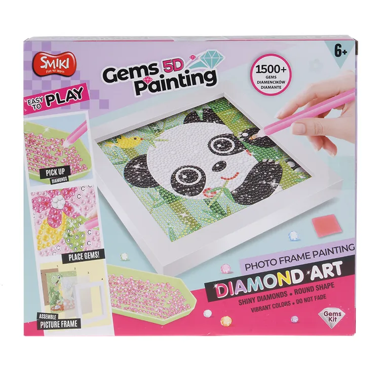 Smiki, Panda, mozaika diamentowa z ramką