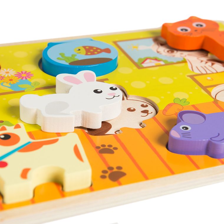 Smiki, puzzle drewniane, zwierzęta domowe, 7 elementów