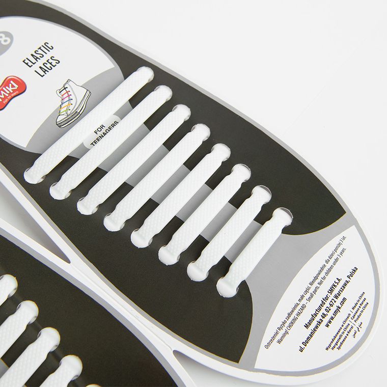 Smiki, silikonowe sznurówki bez wiązania, 8+8, białe