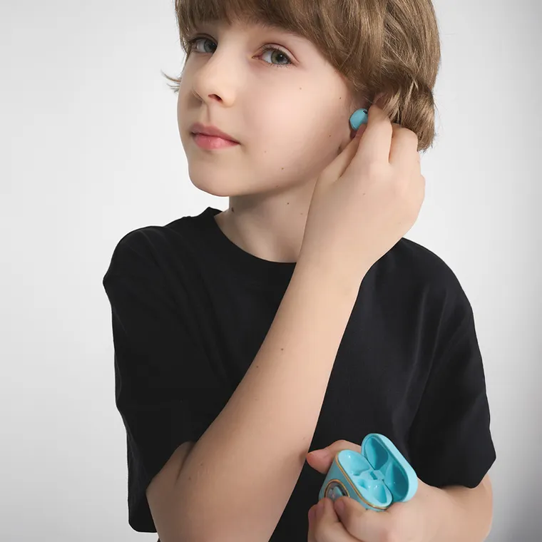 Smiki, słuchawki bezprzewodowe, douszne, niebieskie