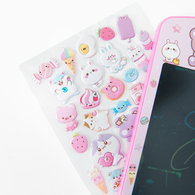 Smiki, tablet do rysowania LCD, zestaw z naklejkami