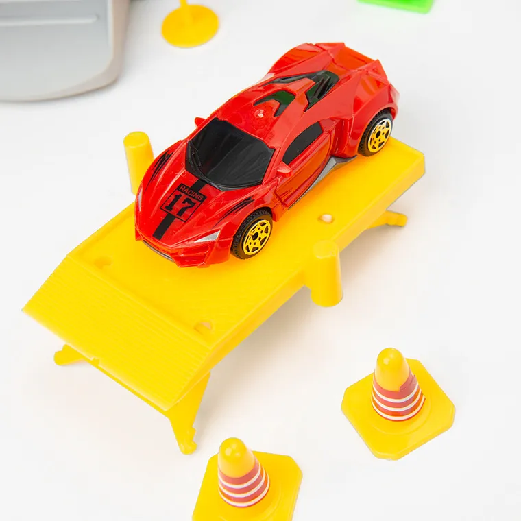 Smiki, tor wyścigowy z parkingiem i windą, zestaw z pojazdami, 68 elementów