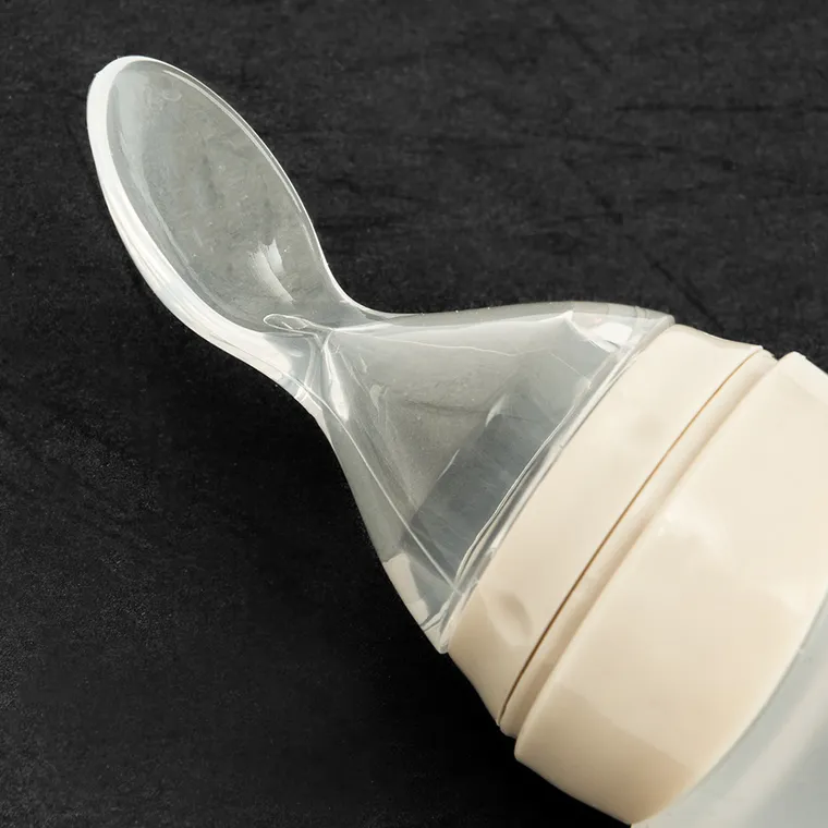 Smiki, Very Bunny, silikonowa łyżeczka z zasobnikiem, beżowa