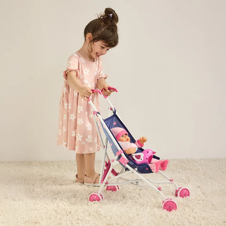 Smiki, wózek spacerowy dla lalek, granatowo-biały