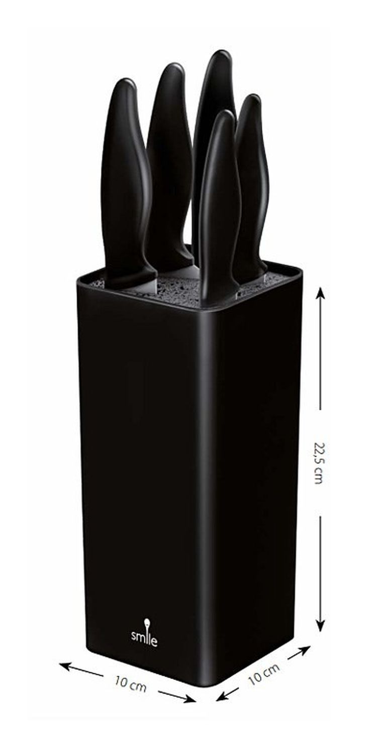 Smile, zestaw noży w bloku, czarny, 6 elementów