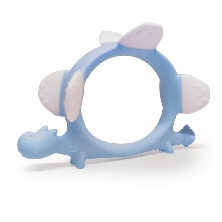 Smily Mia, gryzak silikonowy, dinozaur, Norman, light blue