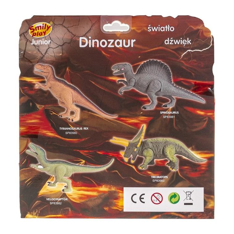 Smily Play, Dinozaur Triceratops, zabawka interaktywna, zielona