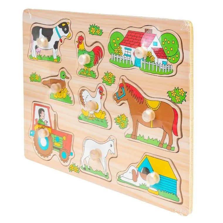 Smily Play, Farma, układanka drewniana z uchwytami
