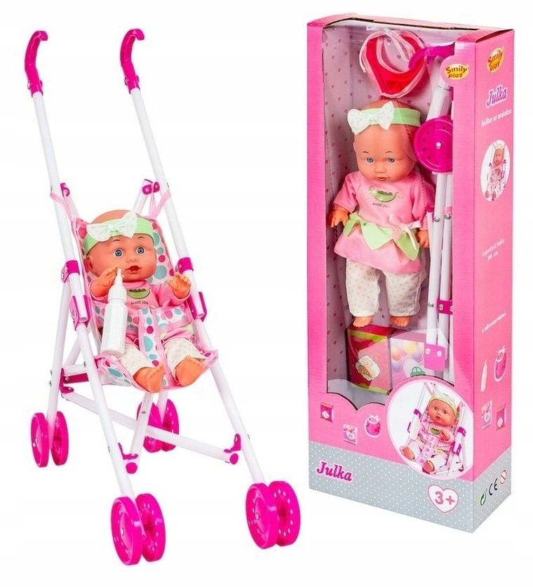 Smily Play, Julka, lalka interaktywna, zestaw z wózkiem spacerówką
