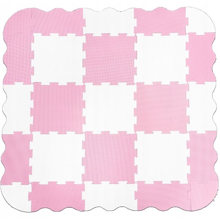 Smily Play, mata piankowa, różowo-biała, 9 elementów z rantami