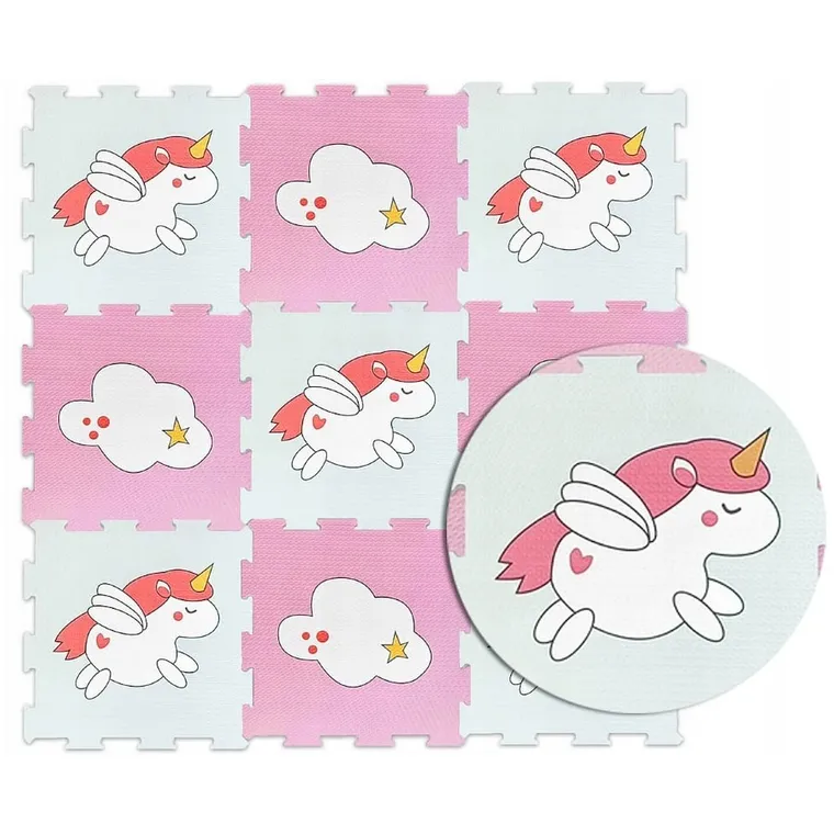 Smily Play, mata piankowa, różowo-biała jednorożce, 9 elementów