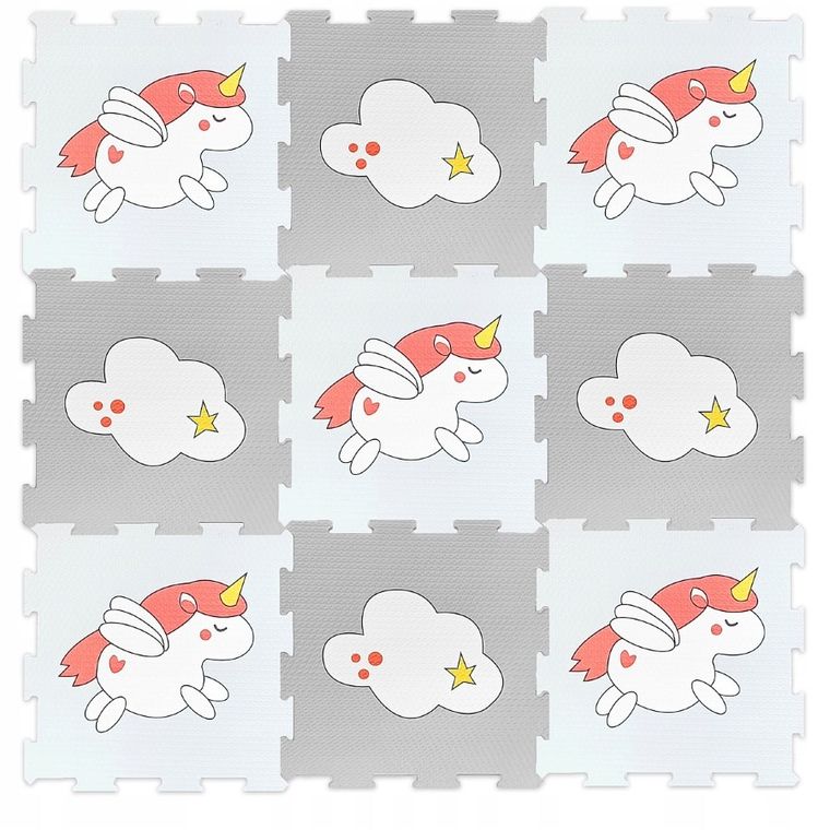 Smily Play, mata piankowa, różowo-szara jednorożce, 9 elementów