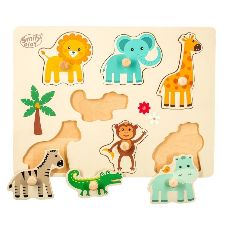 Smily Play, układanka drewniana z rączką, zwierzęta