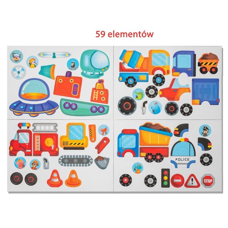 Smily Play, układanka magnetyczna, pojazdy