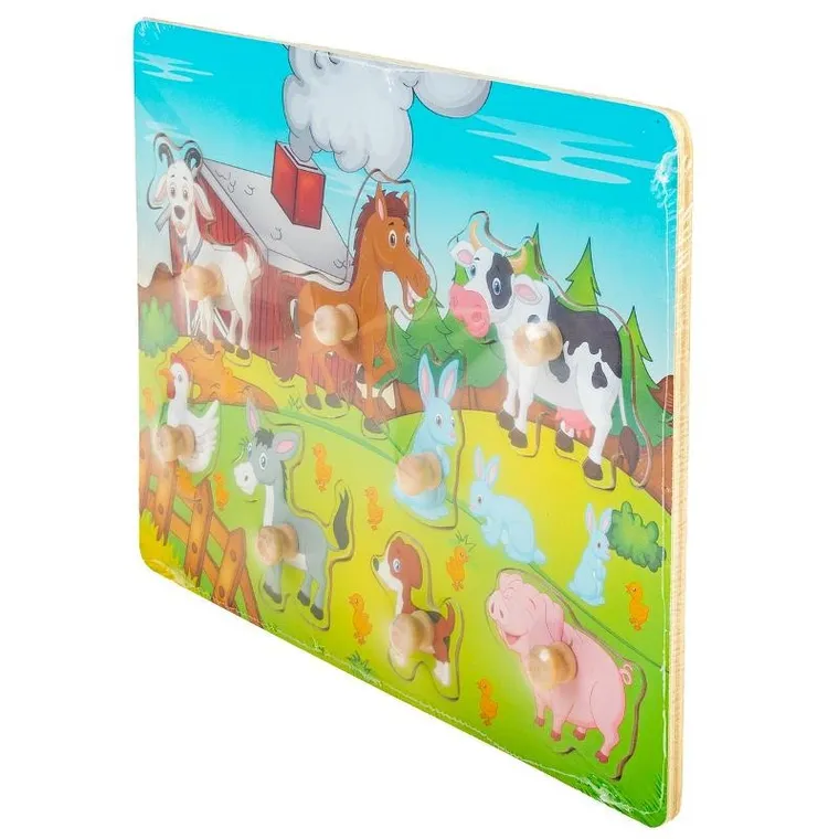 Smily Play, W zagrodzie, układanka drewniana z uchwytami