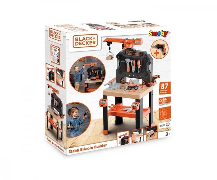 Smoby, Black+Decker, warsztat z dźwigiem, Bricolo Builder