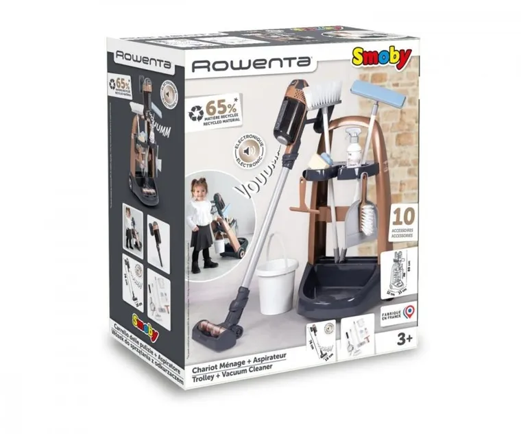 Smoby, XForce Rowenta, wózek do sprzątania z odkurzaczem, 10 akcesorii
