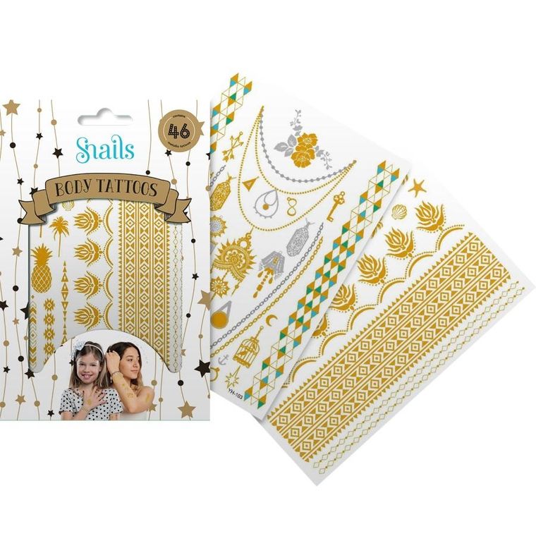 Snails, tatuaże, metaliczne, 46 szt.
