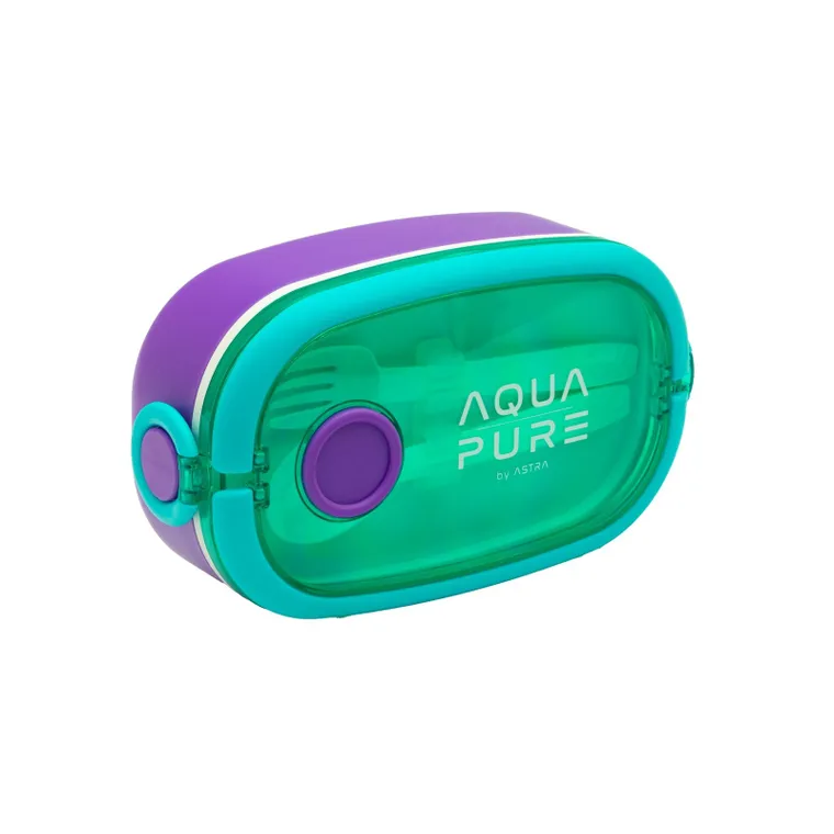 Śniadaniówka Aqua Pure ze sztućcami - mint/lavender