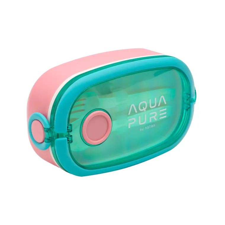 Śniadaniówka Aqua Pure ze sztućcami - mint/pink