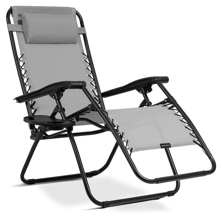 Sofotel, ChillWell, leżak ogrodowy składany z poduszką, szary