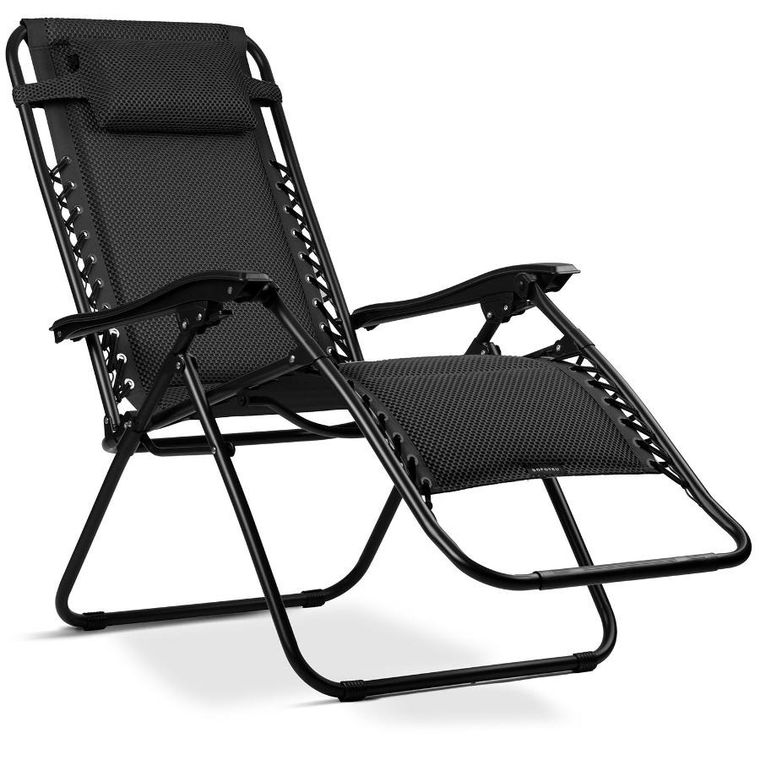 Sofotel, ChillWell Soft, leżak ogrodowy składany z poduszką, czarny